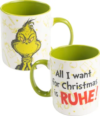 Produktbild von The Grinch Tasse - All I want for Christmas is RUHE! Kaffeetasse Becher Kaffeebecher aus Keramik Grün Weiß 320 ml