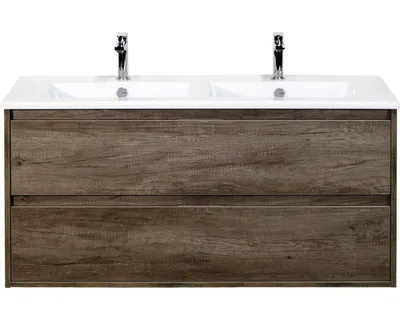 Obrázek produktu pro Koupelnový nábytkový set Porto 120 cm s dvojitým umyvadlem 2 zásuvky keramika dub Nebraska