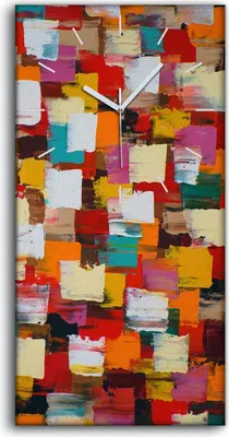 Produktbild von Küche Wohnzimmer Wand Leinwand Uhr Quarz 30x60 Malerei Abstrakte Kunst Bunt - weiße Hände