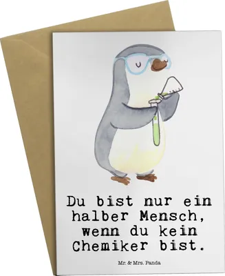 Produktbild von Mr. & Mrs. Panda Glückwunschkarte Chemiker Herz - Weiß - Geschenk, Klappkarte, einladungskarten, osterkarte, Grußkarten, Grußkarte, weihnachtskarten, Spruch, Studium