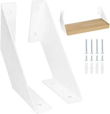 Image de Ensemble de supports muraux métalliques - Blanc - Ancrage mural robuste - Lot de 2