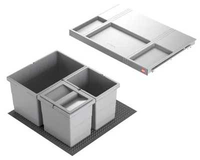 Produktbild von Hailo Abfallsammler 3201622 Allegro 270 Einsatz 2x 6.5 + 14 L Hellgrau