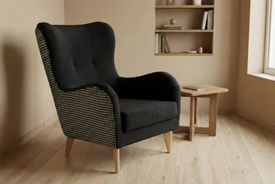 Image de Fauteuil Roland noir au design ergonomique – Style classique et confort moderne