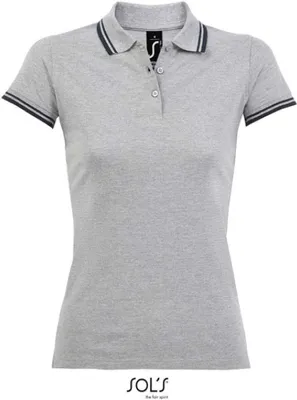 Produktbild von SOLs 00578 | Damen Polo Shirt Pasadena - Farbe: Grey Melange/Navy - Größe: S