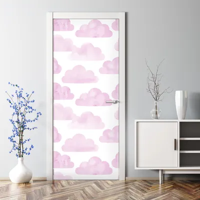 Produktbild von Dekorative Türtapete selbstklebend Klebefolie Türposter Türaufkleber Rosa Wolken rosa 77 x 200 cm