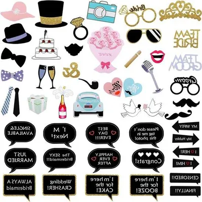 Produktbild von Fotobox-Accessoires für Hochzeit und Junggesellenabschied - 52 Stück für Partybrille - Hochzeit und Junggesellenabschied Accessoires