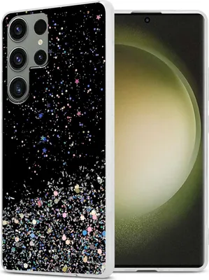 Produktbild von Cadorabo Hülle für Samsung Galaxy S23 ULTRA in Schwarz mit Glitter Schutzhülle aus flexiblem TPU Silikon mit funkelnden Glitter Case Cover Etui Handy Hülle