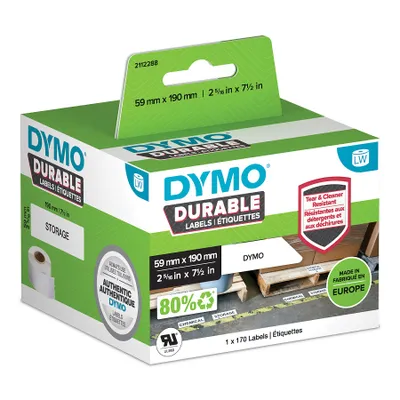 Productafbeelding van DYMO etiketten, kunststof, wit, 1 rol met 170 etiketten, 59x190 mm