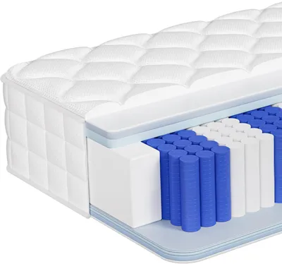 Produktbild von Hiazurm Matratze 140x200 cm, 7-Zonen Federkernmatratze mit Spannbettlaken, Höhe 22cm, H3, Taschenfederkernmatratze, Premium Taschenfederkern
