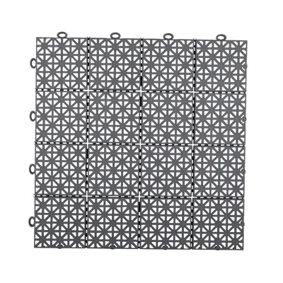 Produktbild von Bodenfliesen aus Kunststoff für Outdoor und Indoor Balkon Pool und Zelt Boden mit Klicksystem grau wetterfest 30 x 30 cm