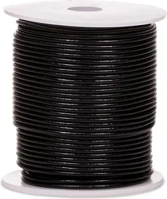 Obrázok produktu pre Kožená šnúra čierna 50 metrov -- 0,2 cm