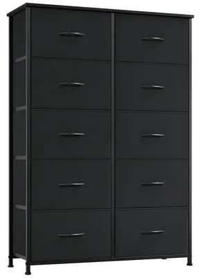 Productafbeelding van Kommode met 10 lades, zwart, 30x80x114,5 cm