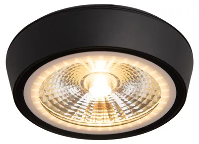 Image de Spot LED rond CHARON noir 11 W, lumière chaude, 766 lm, métal, dimensions : 3 x 12,8 x 12,8 cm, IP65, Maxlight