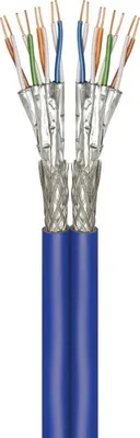 Produktbild von Goobay CAT 7A+ Duplex-Netzwerkkabel, S/FTP (PiMF), Blau, CU, AWG 22/1 (solid), LSZH