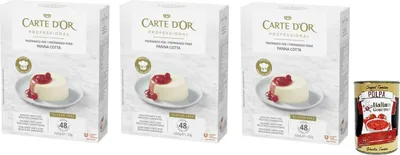 Produktbild von 3x Carte d’Or Professional Pulvermischung für Panna Cotta Cremige,Glutenfrei 520g + Italian Gourmet Polpa di Pomodoro 400g Dose