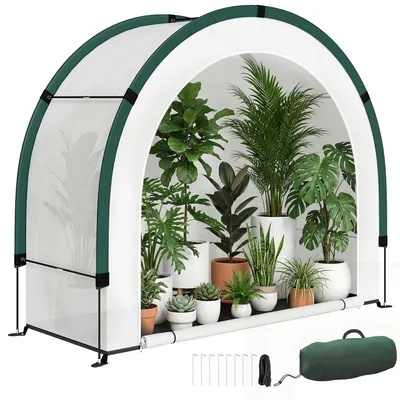 Image de Serre de Jardin Pliable et Portable, Petite Serre de Balcon en Bache PE et Porte ZippšŠe, 200 x 80 x 164 cm, Vert