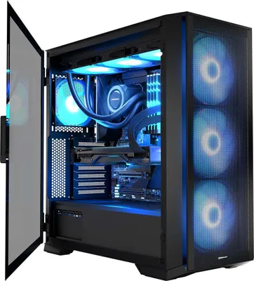 Produktbild von MODECOM Horizon ARGB Flow, Schwarz, Midi Tower, 4x 140 mm ARGB Lüfter, Controller, Mesh Front, passend für E-ATX, ATX, Micro-ATX, ITX
