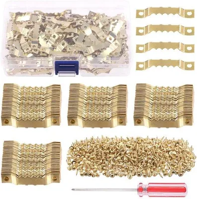 Produktbild von Goldene Doppelgurtschraubenhalter mit Schrauben und Schraubendreher für Wohnaccessoires, kreativer Bilderrahmenhalter, 600 Stück