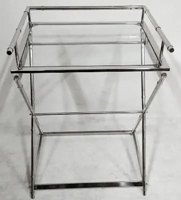 Produktbild von Casa Padrino Luxus Messing Beistelltisch mit Glasplatte Silber 60 x 50 x H. 76 cm - Hotel Möbel