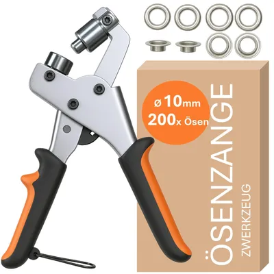 Productafbeelding van Oogjes Tang Set met 200 Oogjes (Ø 10 mm) | Magnetische Oogdrukker