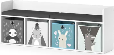 Produktbild von Vicco Kindersitzbank Luigi, 142 x 53 cm mit 4 Faltboxen opt.2, Weiß
