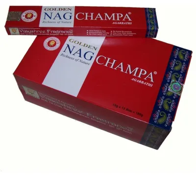 Immagine prodotto di Bastoncini di incenso Golden Nag Champa, 12 confezioni, 15 grammi per confezione