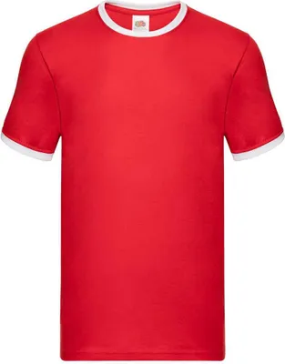 Produktbild von Fruit of the Loom - "Ringer" T-Shirt für Herren PC5566 (3XL) (Rot/Weiß)