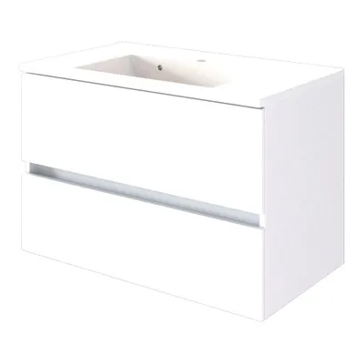 Produktbild von Badezimmer Möbel Waschtischunterschrank inkl. Waschbecken 80 cm ARLON-03 matt weiß BxHxT 80x56x47 cm