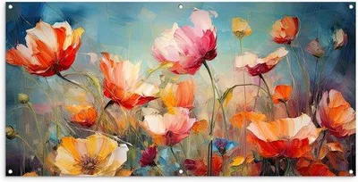 Productafbeelding van Rolluik voor tuinlandschappen - Balkonarchitectuurelement - Weerbestendige decoratie - 160x80 cm - Bloemenmotief, abstracte kunst