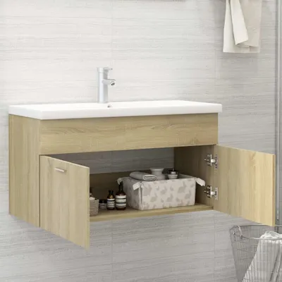 Produktbild von "Winterschlussverkauf " Waschbeckenunterschrank - CLORIS - Badezimmerschrank - schlichte Design - Sonoma-Eiche 90x38,5x46cm Holzwerkstoff - NeuMöbel8328221