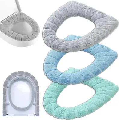 Produktbild von WC-Sitzbezug, weich, dick, dehnbar, waschbar, zufällige Farbe (1 Set = 3 Stück)