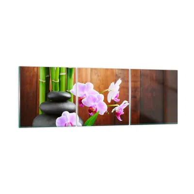 Produktbild von Bilder auf glas - Bambus Dekoration Blume Orchidee - 90x30cm - Glasbilder - Wandbilder - Kunstdruck - zum Aufhängen bereit - Wanddekoration aus Glas - Glas Bilder - Wandbild auf Glas - GCA90x30-2167
