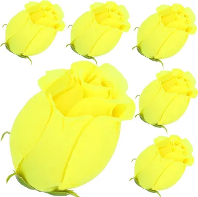 Produktbild von Dekolo Künstliche Blumen Blütenköpfe Rosen Dekorative Pflanzen Hochzeit 6 Stück Gelb