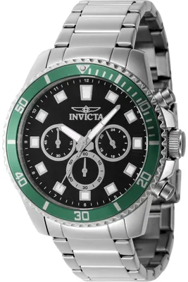 Obrázok produktu pre Invicta Pro Diver 46051 Pánske Hodinky - Quartz Hnací Mechanizmus - Nerezová Oceľ s Čiernym Ciferníkom - 45 mm