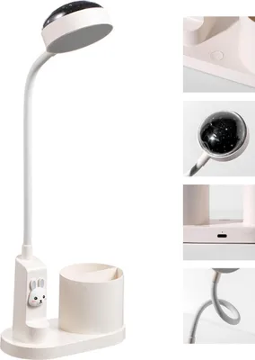 Produktbild von Tischlampe, 3-in-1 Kreativlampe, Projektionslampe, Stifthalte, Leselampe, Schutzlicht, 3 Farben, Dimmbar, Schreibtischlampe