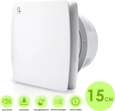 Produktbild von SWANEW Badlüfter 150mm Ventilator Timer CE Feuchtesensor Rohrlüfter Mit Rückflussleitblech