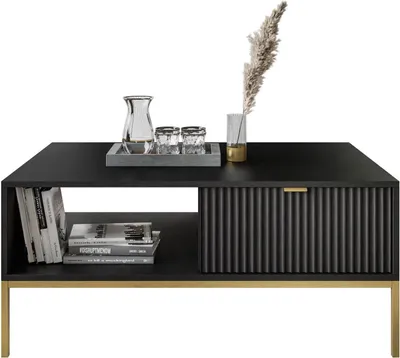Produktbild von CORTADO GOLD Couchtisch L-104 mit Schublade schwarz