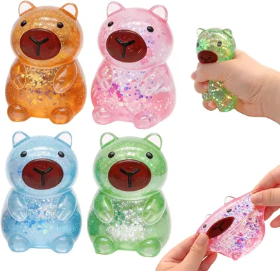 Productafbeelding van Capybara antistressspeeltjes - Set van 4 - Knijpspeeltjes - Stressknijpspeeltjes - Capybara squishy stressballen
