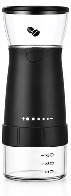 Immagine prodotto di INF Macinacaffè Elettrico Portatile - Ricaricabile USB con Macina in Vetroceramica Nero