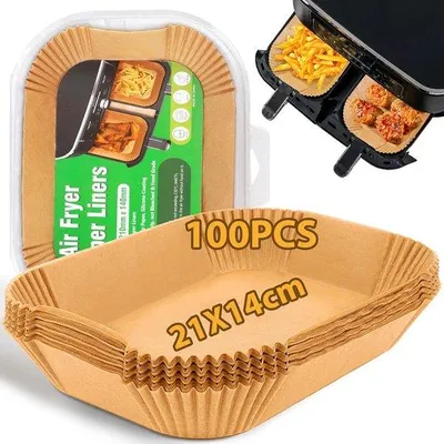 Zdjęcie produktu dla Papier do pieczenia do frytkownicy na gorące powietrze, 100 sztuk, 21 x 14 cm, bez BPA