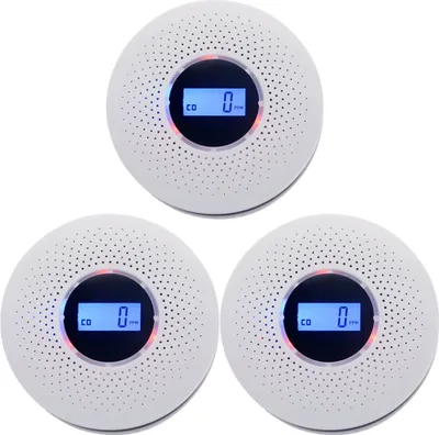 Produktbild von 3er Pack Rauch und Kohlenmonoxidmelder, 2-in-1-Kombinations-CO-Rauchmelder mit Sprachwarnung und LCD-Display