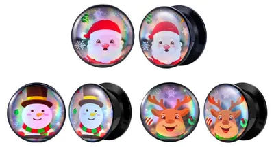 Image de Dailygoody - Bouchons en acrylique pour Noël - Piercing à la mode - 1 pouce (25 mm) - Expandeur tendance - Cadeau parfait - Adapté à toutes les occasions