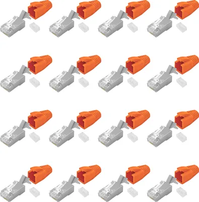 Produktbild von 16x ARLI RJ45 Netzwerkstecker mit Zugentlastung, Einführhilfe und Tülle für Verlegekabel Cat7