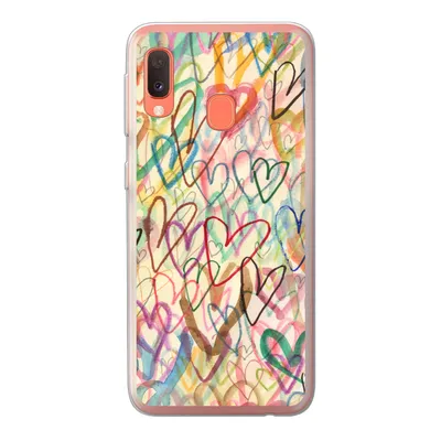 Produktbild von MuchoWow® Handyhülle Schutzhülle Hülle für Samsung Galaxy A20e Eine Illustration mit Herzen im Hintergrund Silikon Softcase Handy Hülle - Abdeckung