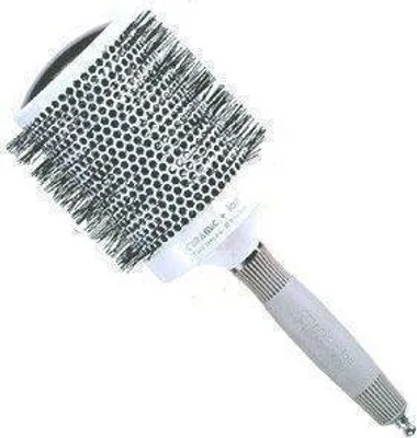 Obrázek produktu pro Olivia Garden Expert Blowout Shine - White & Grey - 80 - Kulatý antistatický keramický kartáč pro lesklé účesy bez krepatění Bílá a šedá 80