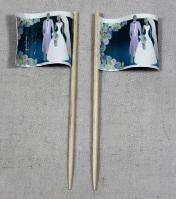 Produktbild von Party-Picker Flagge Hochzeit 1 Brautpaar Papierfähnchen in Spitzenqualität 25 Stück Beutel