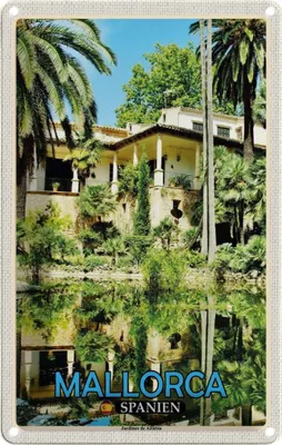 Produktbild von vianmo Blechschild 18x12 cm Mallorca Spanien Jardines de Alfabia Bildmotiv Reisemotiv Abenteuer Reisen