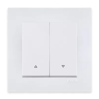 Image de Bouton pour volets roulants, double, blanc + cadre blanc EXEX