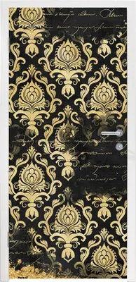 Obrázek produktu pro MuchoWow® Plakát na dveře - Černá - ornament - zlatá - 205x90 cm - Samolepicí fólie na dveře