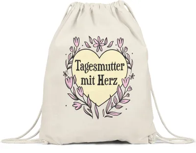 Produktbild von Tagesmutter mit Herz Turnbeutel Gymsack Geschenkidee Zum Danke Sagen Beste Tagesmutter